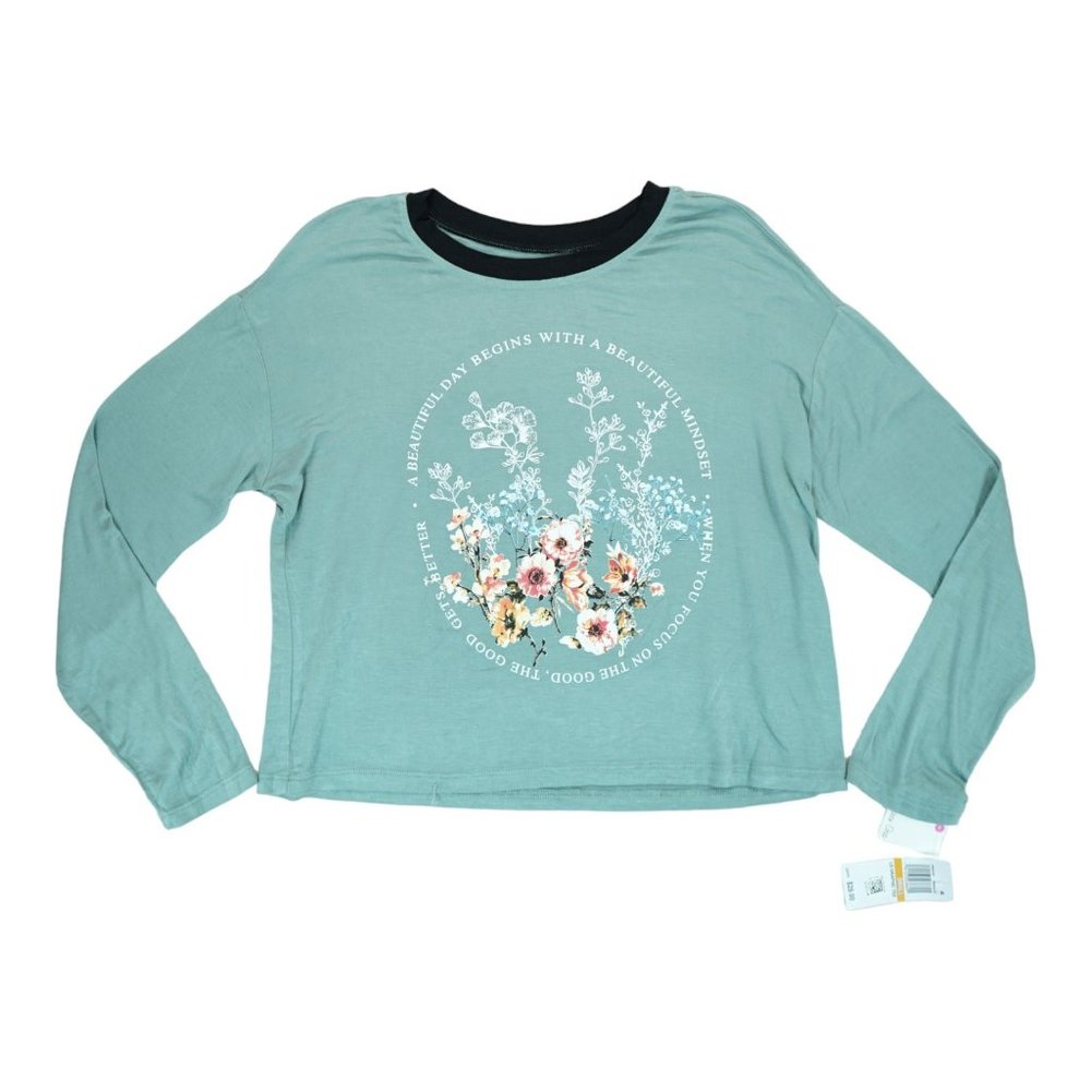 NWT Rebellions One Shirt Size Small S Women's Teal Graphic Tee Long Sleeve